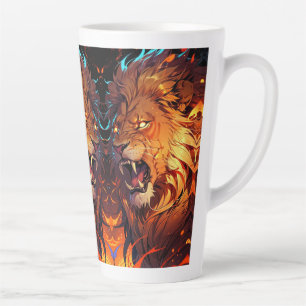 Caneca De Café Latte Leão de Fiery com Mane e Elementos Naturais Vibran