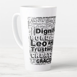 Caneca De Café Latte Leão Zodíaco Palavra Inspiração em Nuvem Latte Mug