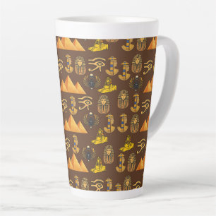 Caneca De Café Latte Legado do Faraó: Padrões Antigos Egípcios