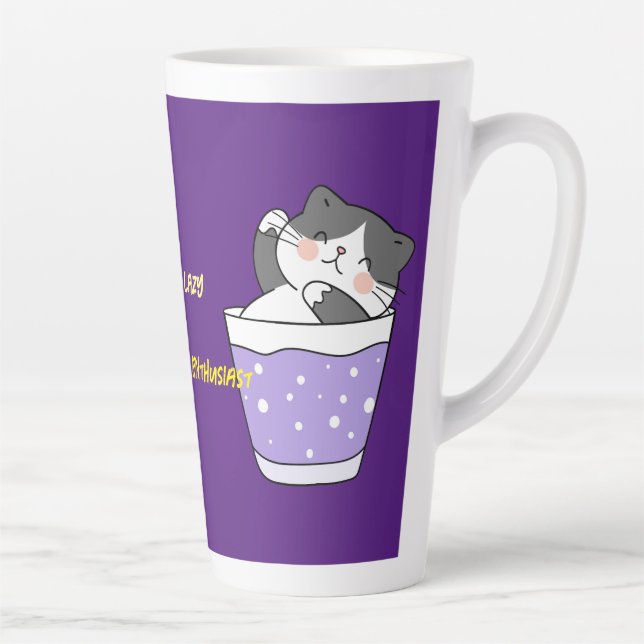 Caneca De Café Latte Legal Gato Preguiçoso Lata (Direita)