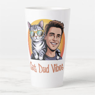 Caneca De Café Latte Legal Pai De Gato Viba Camisa T Estilo Retroativo 