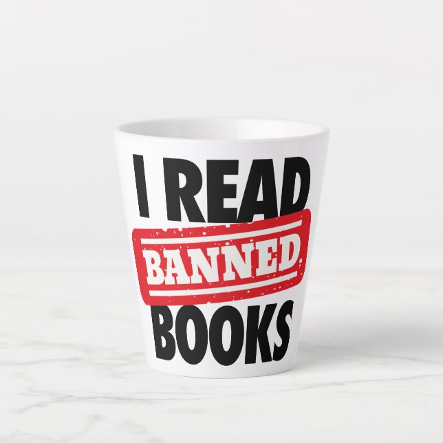 Caneca De Café Latte Leia Livros Banidos Latino (Frente)