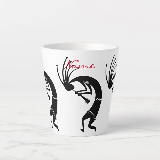 Caneca De Café Latte Leitor de flauta Kokopelli Thunder_Cove (Frente)