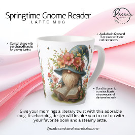 Caneca De Café Latte Leitor Gnome Latino do Springtime