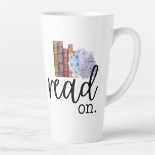 Caneca De Café Latte Leitura ativada (com Hydrangeas)