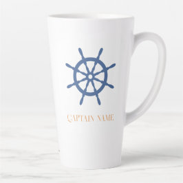 Caneca De Café Latte Leme de Navio Personalizado Praia Náutica