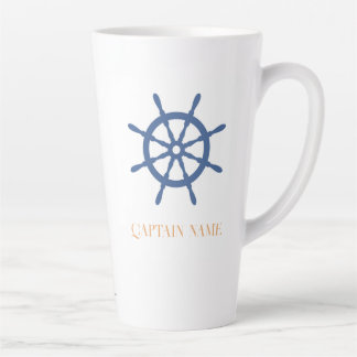 Caneca De Café Latte Leme de Navio Personalizado Praia Náutica