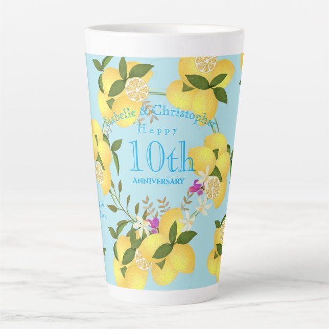 Caneca De Café Latte Lemon Squeeze Weding Aniversário Blue (Frente)