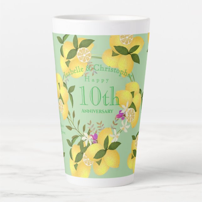 Caneca De Café Latte Lemon Squeeze Weding Aniversário Verde (Frente)