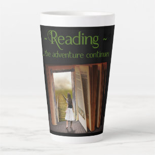 Caneca De Café Latte Lendo, a aventura continua
