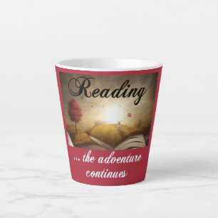 Caneca De Café Latte Lendo, a aventura continua