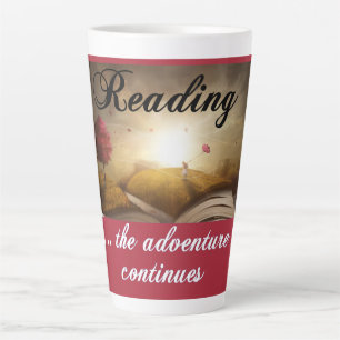 Caneca De Café Latte Lendo, a aventura continua