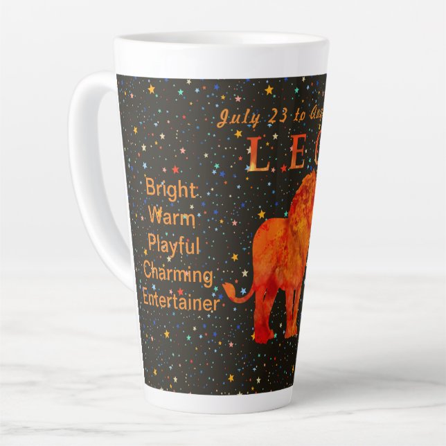 Caneca De Café Latte Leo zodiac traços personalizados Latte Mug (Ângulo esquerdo)
