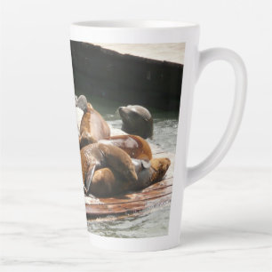 Caneca De Café Latte Leões Marinhos Tomando Sol em São Francisco