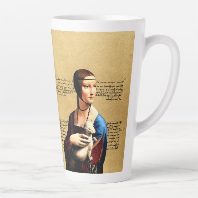 Caneca De Café Latte Leonardo da Vinci Lady com Ermine (Direita)