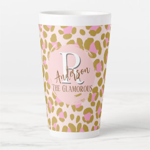 Caneca De Café Latte Leopard Brown Pink Beige Personalizado