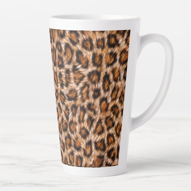 Caneca De Café Latte Leopard Jaguar Cat Brown fur Pattern-24609 (Direita)