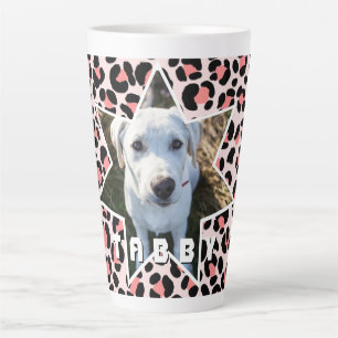 Caneca De Café Latte Leopard Orange Black Photo Personalizado