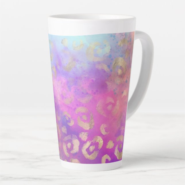 Caneca De Café Latte Leopard Paint Series Design 11 (Ângulo direito)