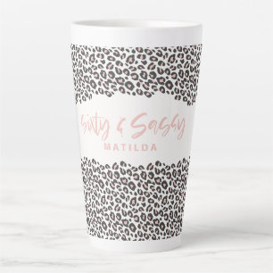 Caneca De Café Latte Leopard, rosa sessenta e sassy 60º aniversário c