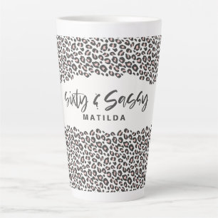 Caneca De Café Latte Leopard, rosa sessenta e sassy 60º aniversário c
