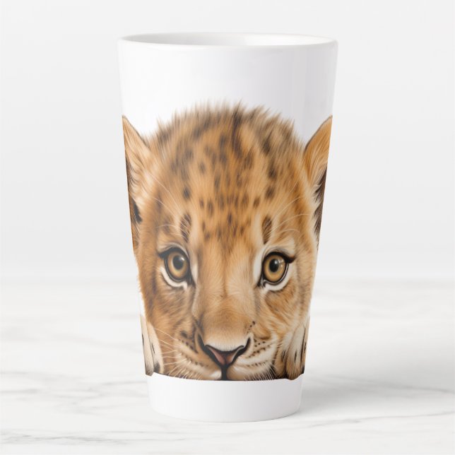 Caneca De Café Latte Leopardo Espiando (Frente)