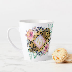 Caneca De Café Latte Leopardo Menino bonito Imprime Cor-de-Rosa Dourada