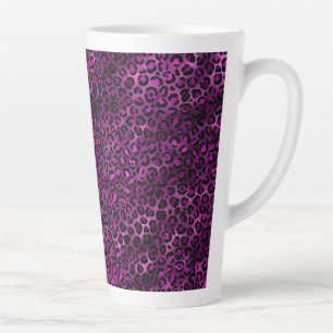 Caneca De Café Latte Leopardo roxo e Dourado Design 3