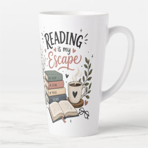 Caneca De Café Latte Ler É Minha Escapada - Estética Aconchegante de Am