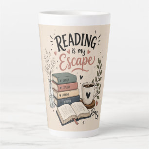 Caneca De Café Latte Ler É Minha Escapada - Planejador de Amante de Liv
