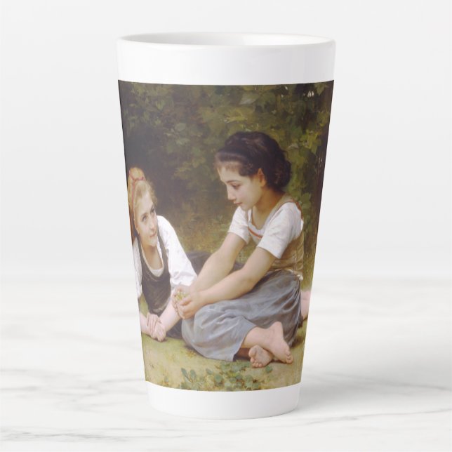 Caneca De Café Latte Les Noisettes: Jovens Colecionando avelãs (Frente)
