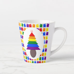 Caneca De Café Latte Lésbicas Árvore de Natal Rainbow e Presentes
