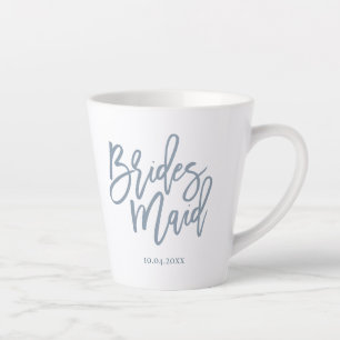 Caneca De Café Latte Letra Dusty Blue Bridesmaid