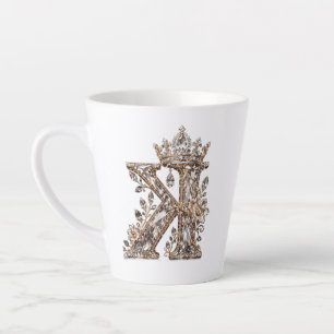 Caneca De Café Latte Letra K Bege Cristal Design Luxo