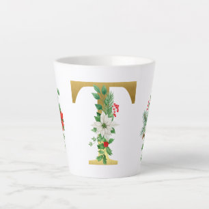 Caneca De Café Latte Letra Latte Mug Dourada Monograma