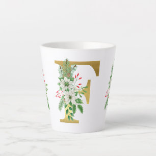 Caneca De Café Latte Letra Latte Mug Dourada Monograma