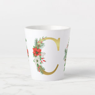 Caneca De Café Latte Letra Latte Mug Dourada Monograma