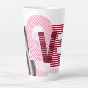 Caneca De Café Latte Letra Magenta Geométrica de Amor
