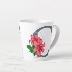 Caneca De Café Latte Letra maiúscula C monograma floral