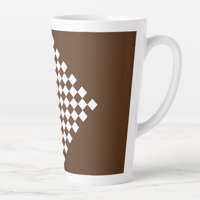 Caneca De Café Latte Letra Marrom e Branca Verificada (Direita)