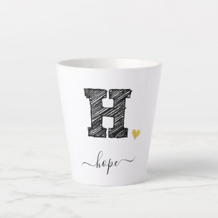 Caneca De Café Latte Letra Monograma com desenho retroativo H, Lã Late