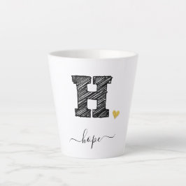 Caneca De Café Latte Letra Monograma com desenho retroativo H, Lã Later