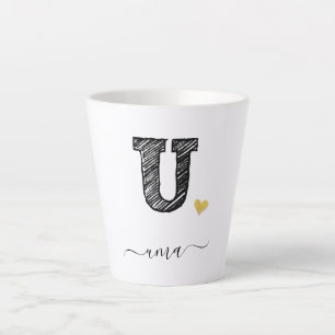 Caneca De Café Latte Letra Monograma com desenho retroativo - U, Lã La