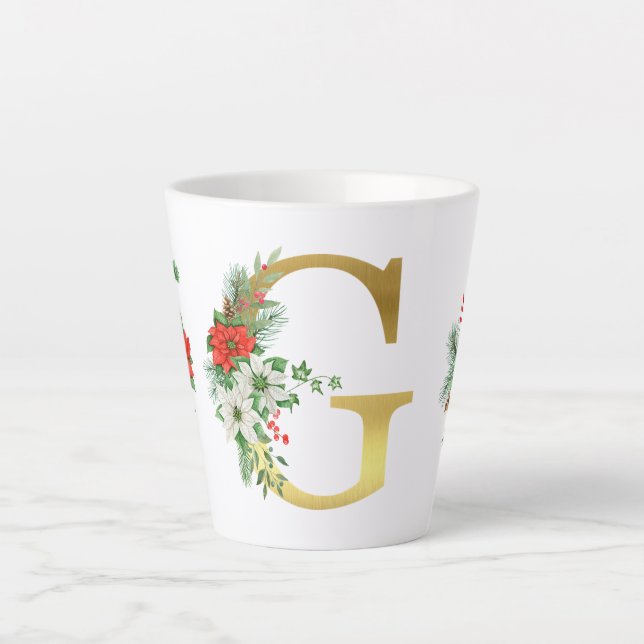 Caneca De Café Latte Letra Monogramas Latte Mug - Dourada (Frente)