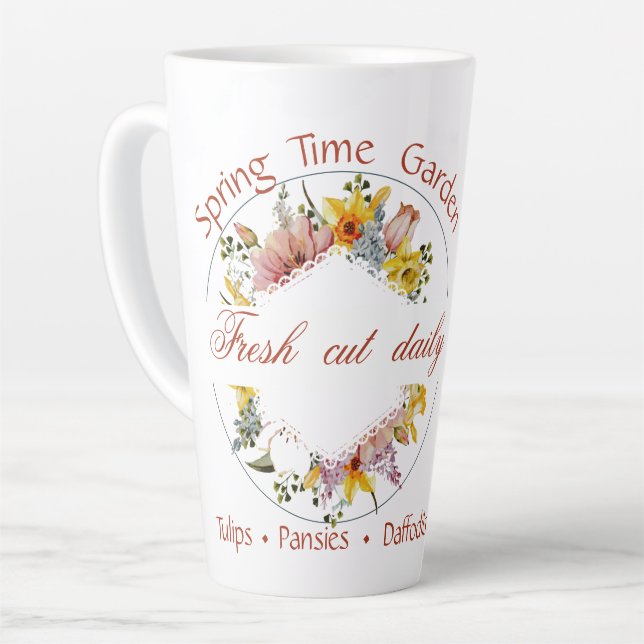 Caneca De Café Latte letreiro de Jardim de Primavera (Ângulo esquerdo)