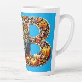 Caneca De Café Latte Letter B in Thanksgiving style