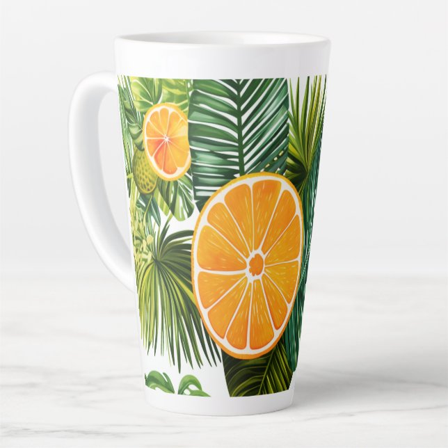 Caneca De Café Latte Leuchtende Orangengarten-Melodie (Ângulo esquerdo)