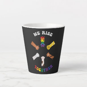 Caneca De Café Latte Levantamo-nos juntos Impressão de pata Diversi
