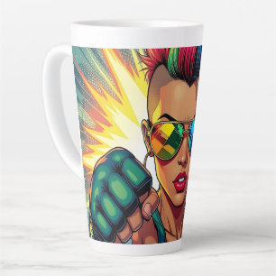 Caneca De Café Latte LGBT Lésbica Mohawk Uppercut Pop Art