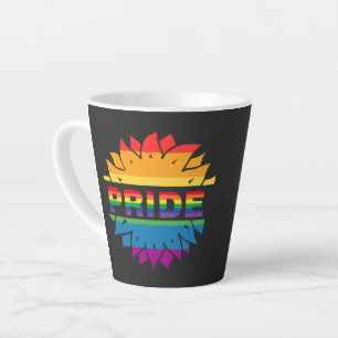 Caneca De Café Latte LGBT+Orgulho amor. flor do arco-íris Café Mug